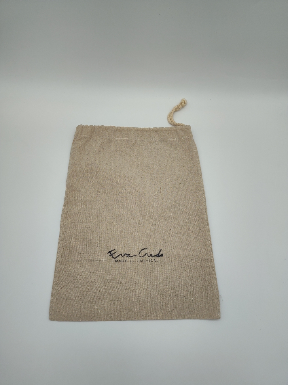 EVA CREDO Made in America Linen Drawstring Dust Bag Beige Storage Pouch EUC